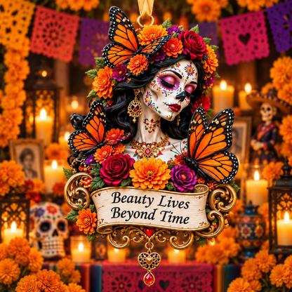 Día de Muertos Catrina Butterfly Ornament  –  Floral Day of the Dead Keepsake Collection, Meaningful Gift for Family & Loved Ones