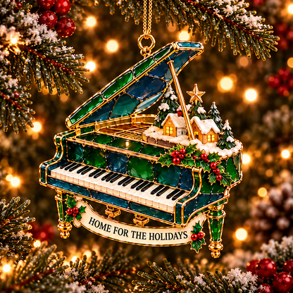 Christmas Melodies – 6-Piece Stained-Glass-Style Musical Instrument Ornament Set | A Christmas Gift for Music Lovers
