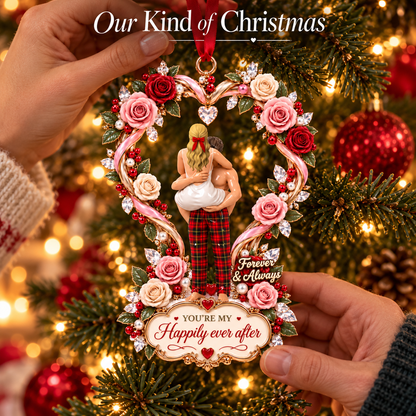 2026 “Happily Ever After” Couples Christmas Ornament –  Rose Heart Keepsake Gift