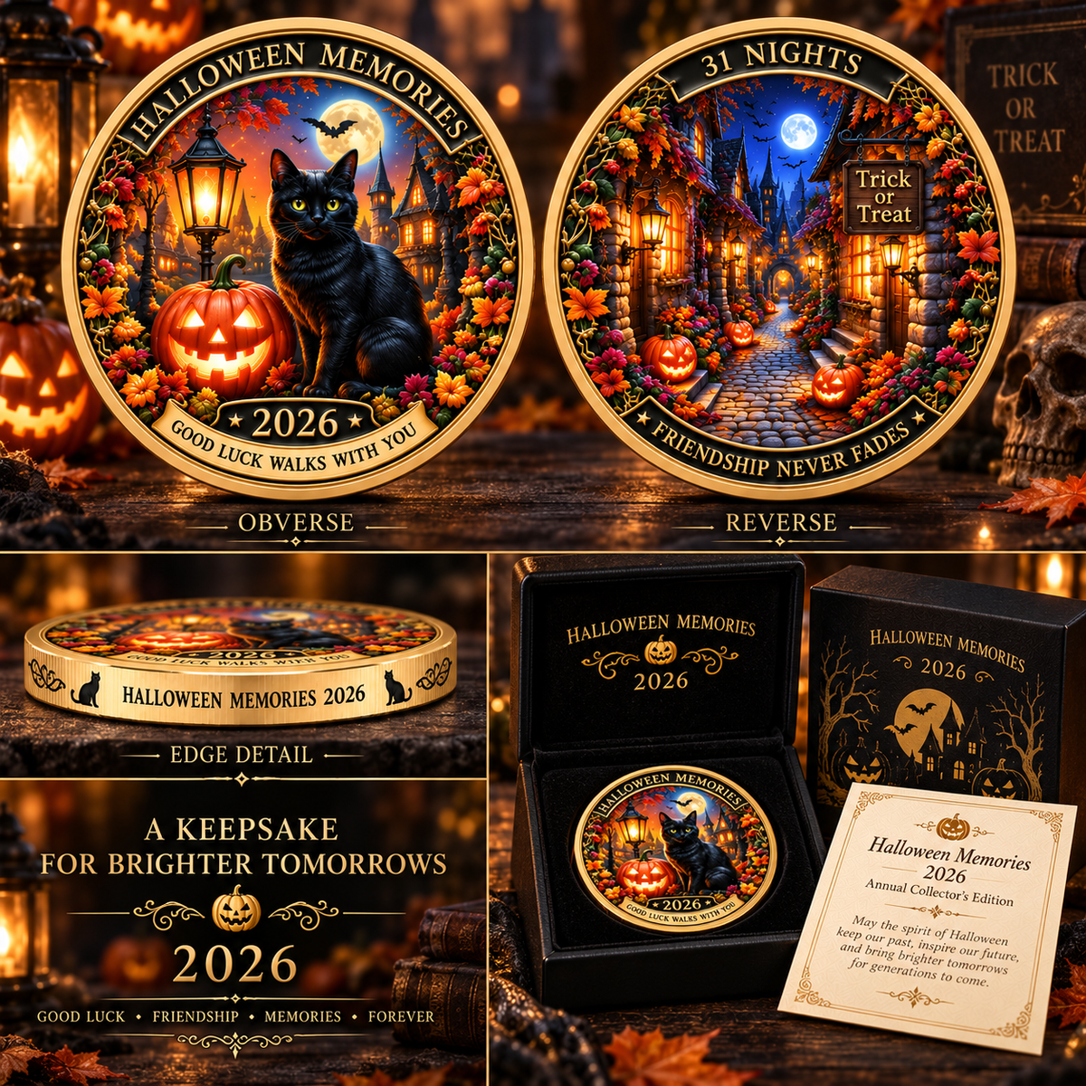 2026 "Halloween Memories" — A double-sided "Halloween Night of the 31st" commemorative coin, crafted especially for Halloween enthusiasts.