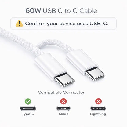 20W Super Fast USB-C Charger with 1M / 2M Type-C to C Cable Kit