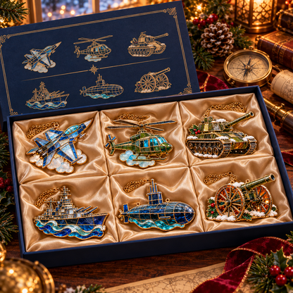 ✨ 2026 Military Stained Glass Christmas Ornaments – Set of 6