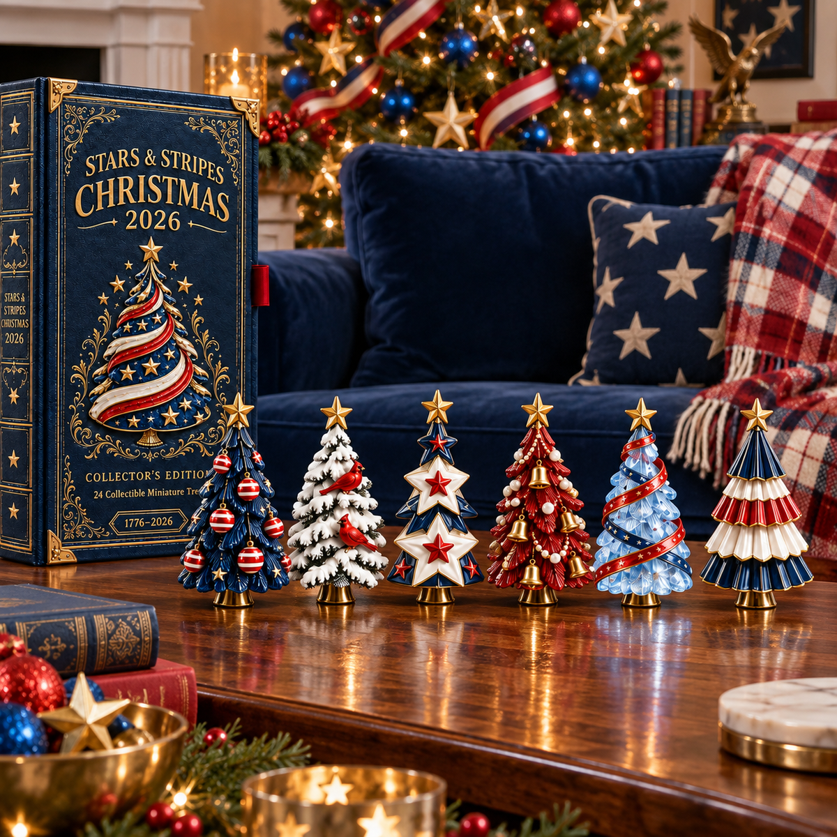 2026 Stars & Stripes Christmas Collection – 24 Unique Miniature Trees Celebrating 250 Years of Independence