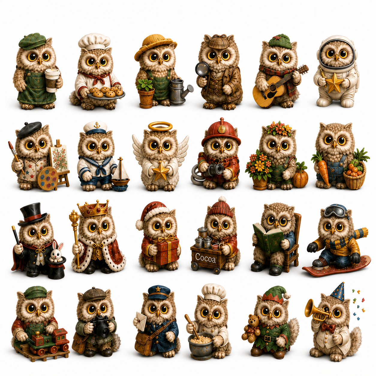 Owl Jobs Advent Calendar 2026 – 24 Days of Unique  Collectible Owl Miniatures, Christmas Countdown Gift for Owl Lovers & Bird Lovers