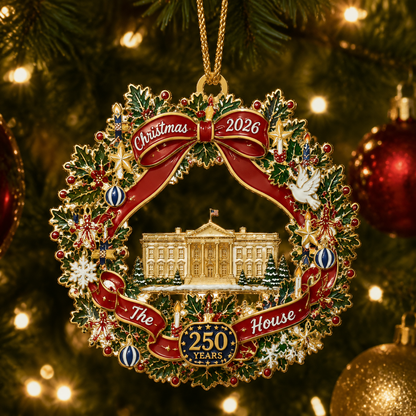 ✨White House Scene Christmas Wreath Commemorative Ornament