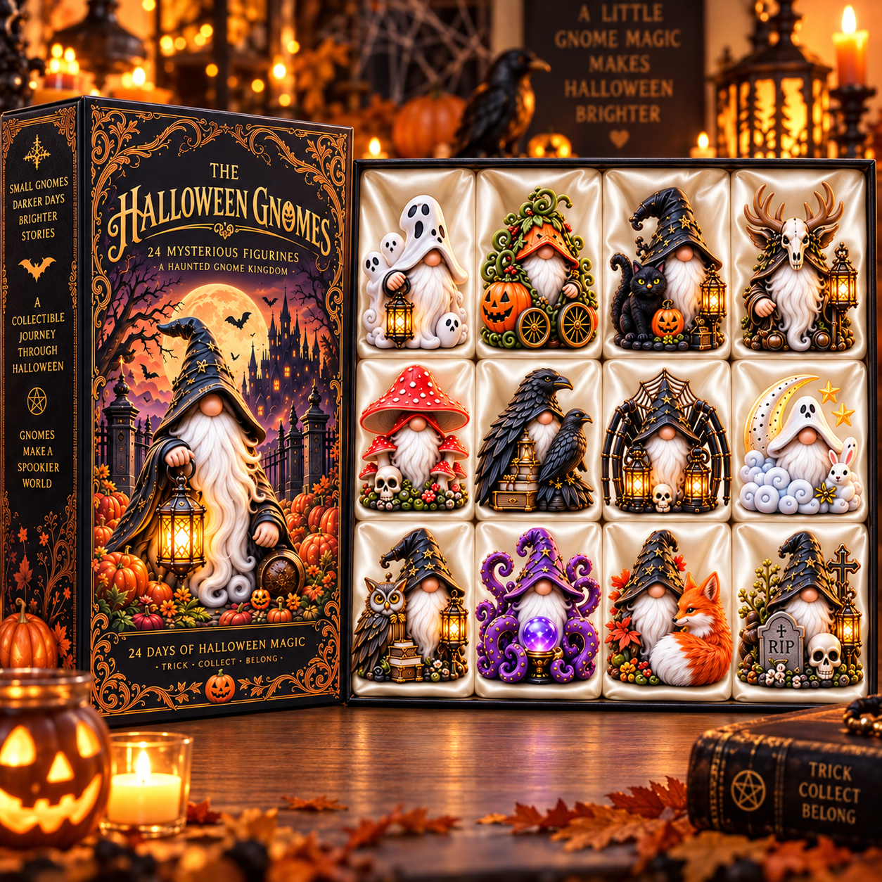 Halloween Gnomes 2026 – 24-Day Haunted Gnome Countdown Calendar with 24 Unique Collectible Miniatures, Spooky Halloween Gift for Gnome Lovers