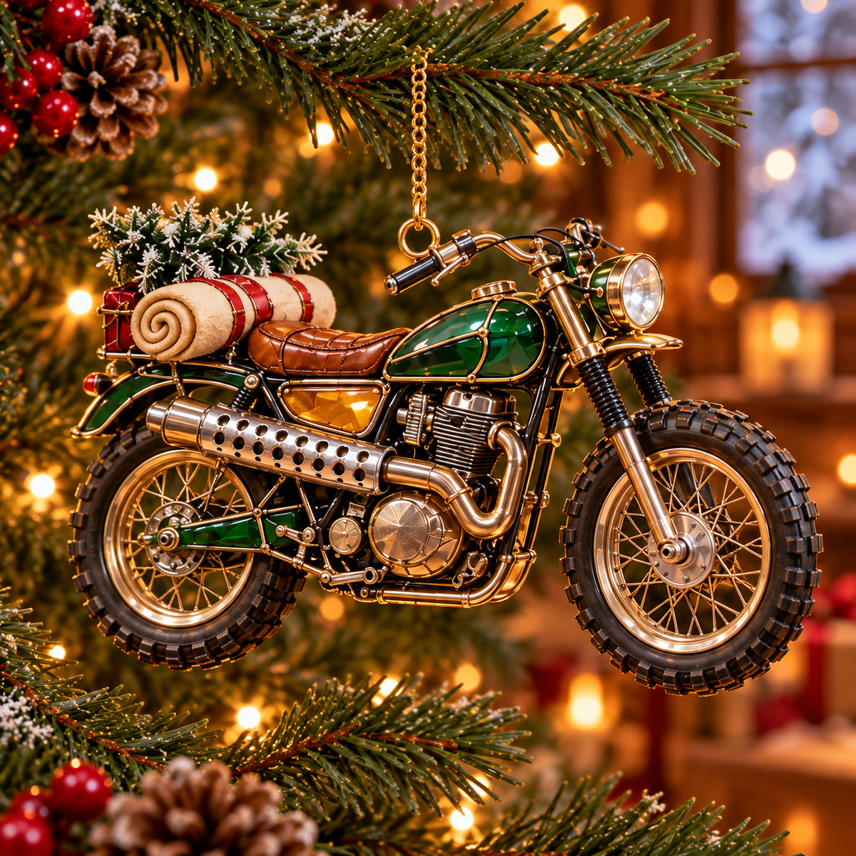 ✨ 2026 Vintage Stained Glass Motorcycle Christmas Ornaments – Set of 6 |  Retro Cruiser, Sidecar, Chopper & Adventure Motorbike Hanging Decorations | Christmas Tree Ornaments & Biker Gifts