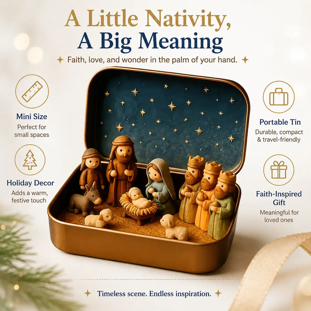 Religious Pocket-Size Mini Nativity Scene Set with Storage Box⛪ - image 2
