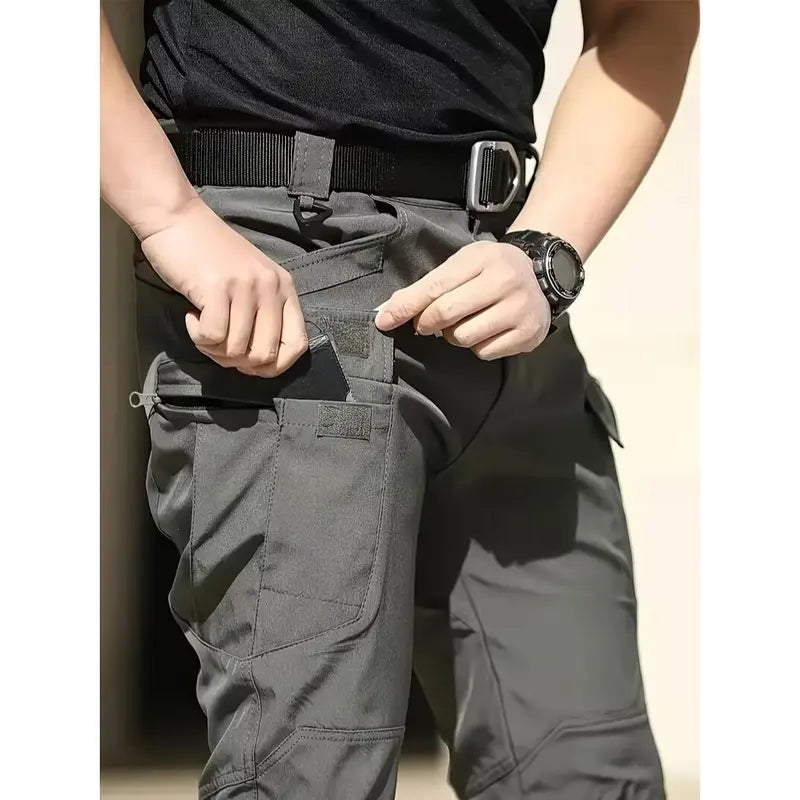 HOMUG Men's Fleece-Lined Tactical Cargo Pants, Windproof Warm Work Pants with Multi-Pockets, 320g Fabric, Regular Fit Outdoor Pants for Fall & Winter