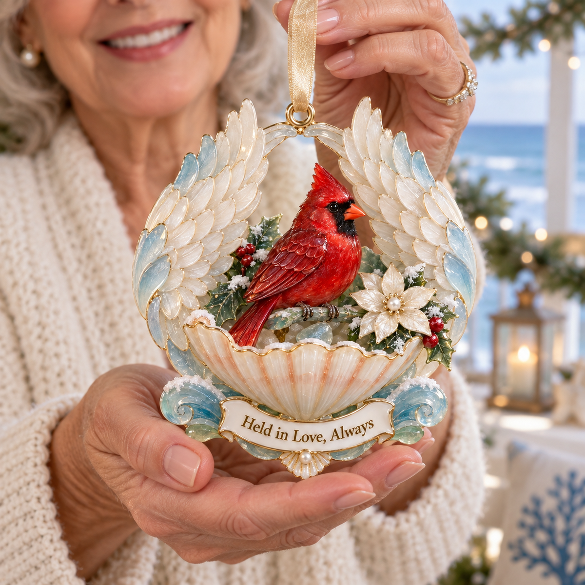 Cardinal & Angel Wing Memorial Ornaments