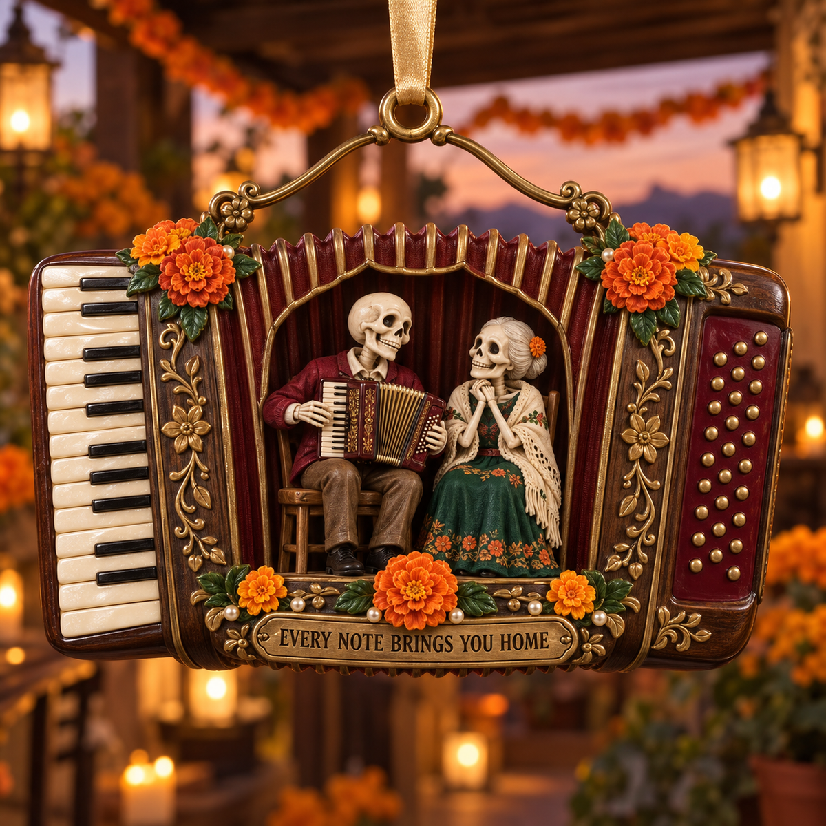 Día de Muertos Musical Ornaments –  Marigold & Melodies of Remembrance Keepsake Collection