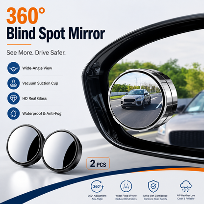 2-Pack Blind Spot Mirrors – 360° Adjustable Wide-Angle Rearview Safety Mirrors - image 1