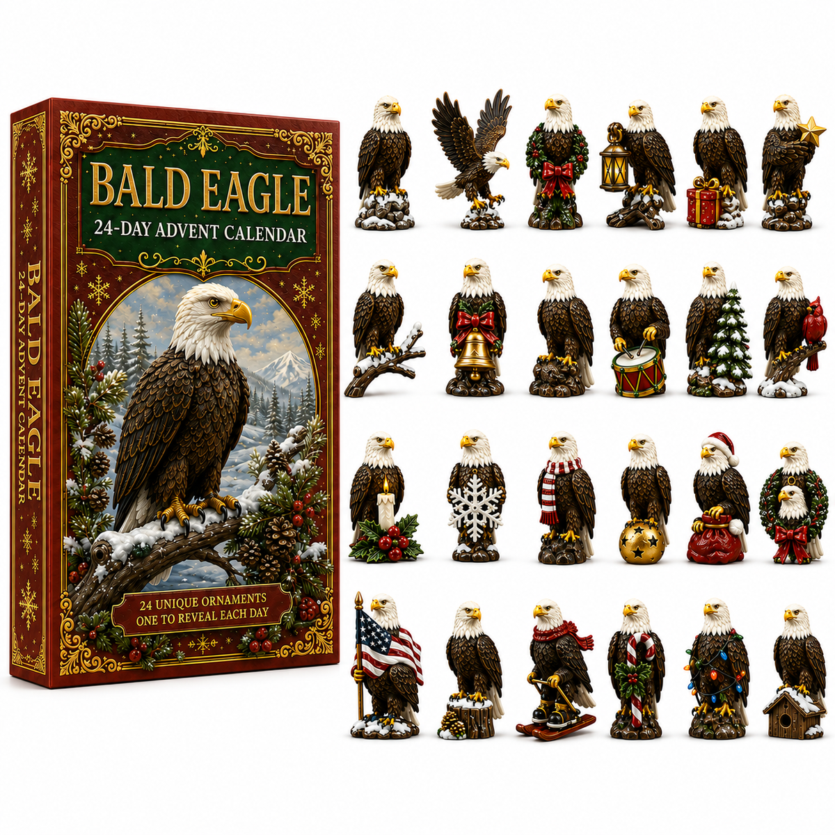✨24-Day Christmas Countdown Advent Calendar – bald eagle  Ornament