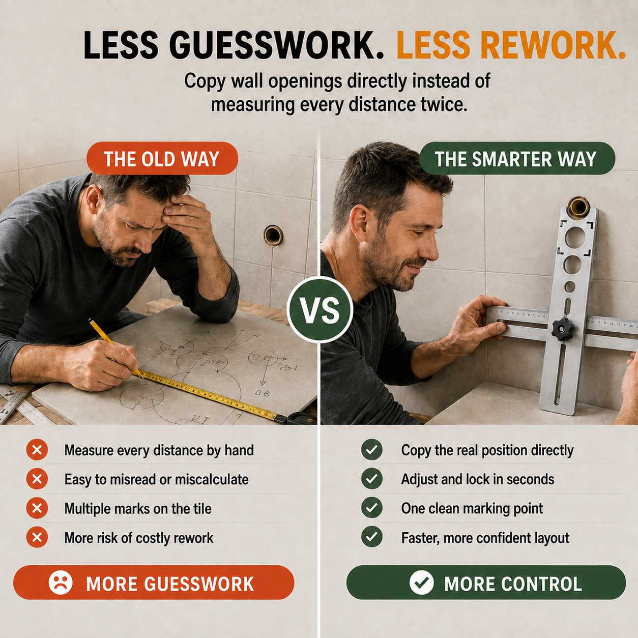 Stainless Steel Tile Positioning Ruler – Adjustable Drill Guide & Measuring Tool for Ceramic, Marble & Wall Tile - image 2