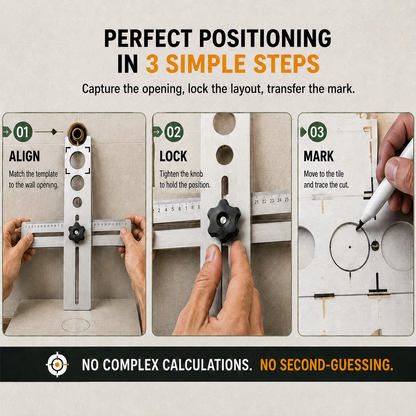 Stainless Steel Tile Positioning Ruler – Adjustable Drill Guide & Measuring Tool for Ceramic, Marble & Wall Tile - image 3
