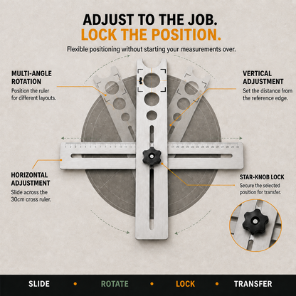 Stainless Steel Tile Positioning Ruler – Adjustable Drill Guide & Measuring Tool for Ceramic, Marble & Wall Tile - image 4