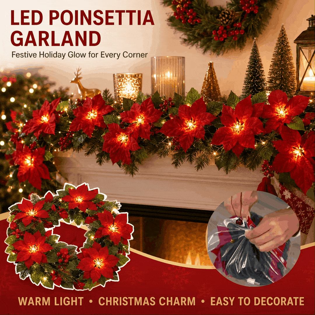 🎄✨ Christmas Poinsettia LED Garland String Lights - image 1