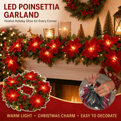 🎄✨ Christmas Poinsettia LED Garland String Lights - image 1