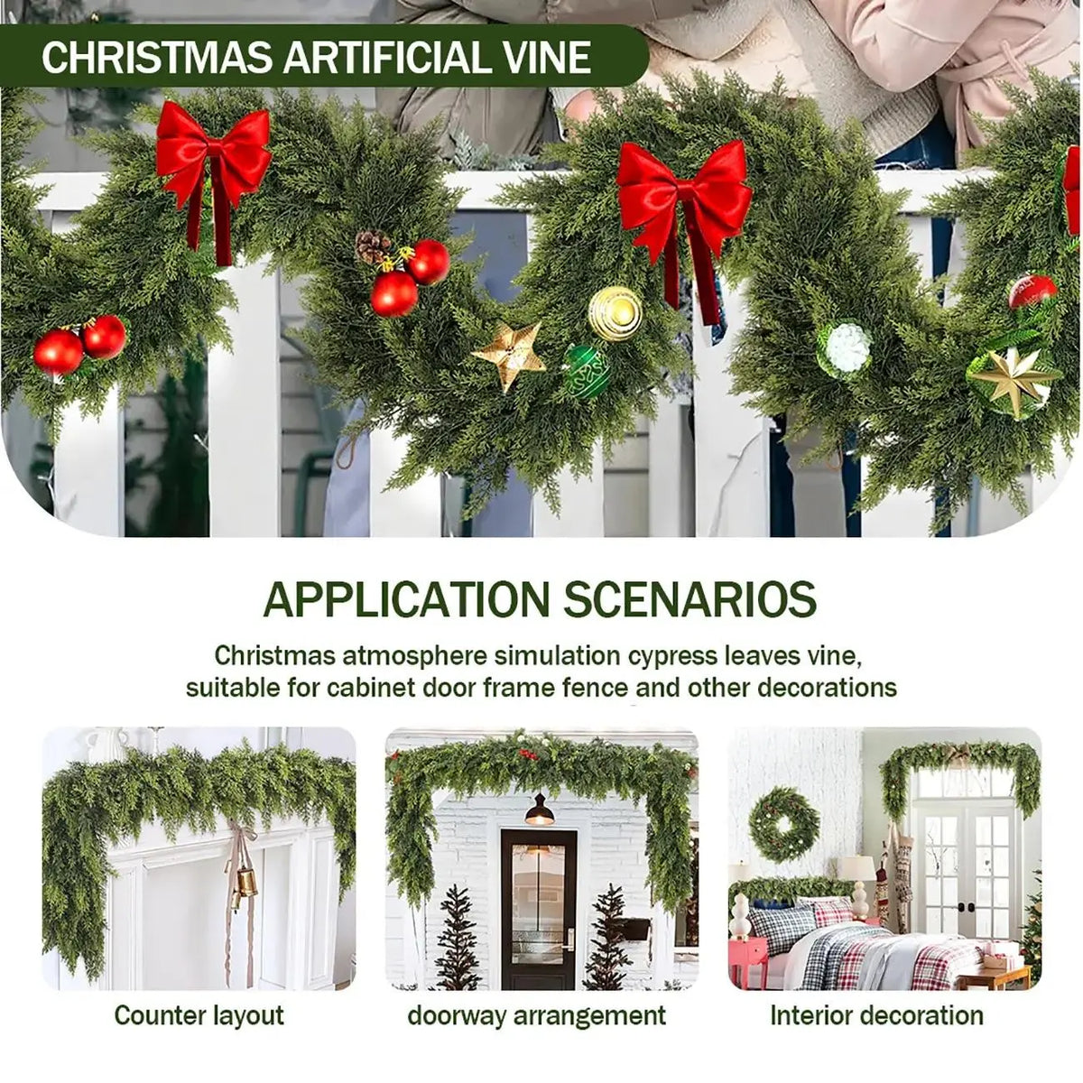 6 FT 2 Pcs Artificial Cedar Garlands, Real Touch Winter Cedar Garland🌲 - image 5