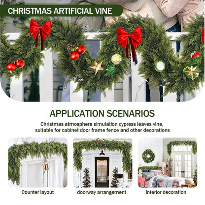 6 FT 2 Pcs Artificial Cedar Garlands, Real Touch Winter Cedar Garland🌲 - image 5