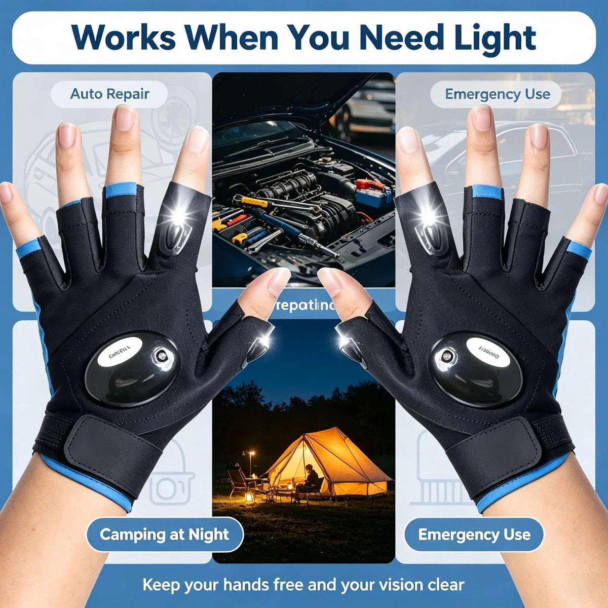 One Pair LED Finger Flashlight Gloves, Hands-Free LED Light Gloves for Fishing, Camping, Repair🧤 - image 9