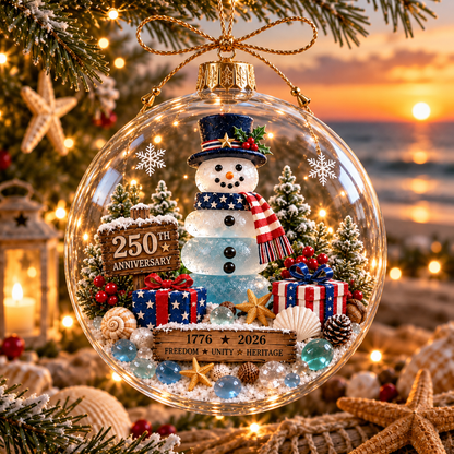 2026 250th Anniversary Ocean Christmas Series – Coastal Holiday Globe Ornament Collection with Santa, Snowman, Reindeer & Christmas Tree Keepsakes