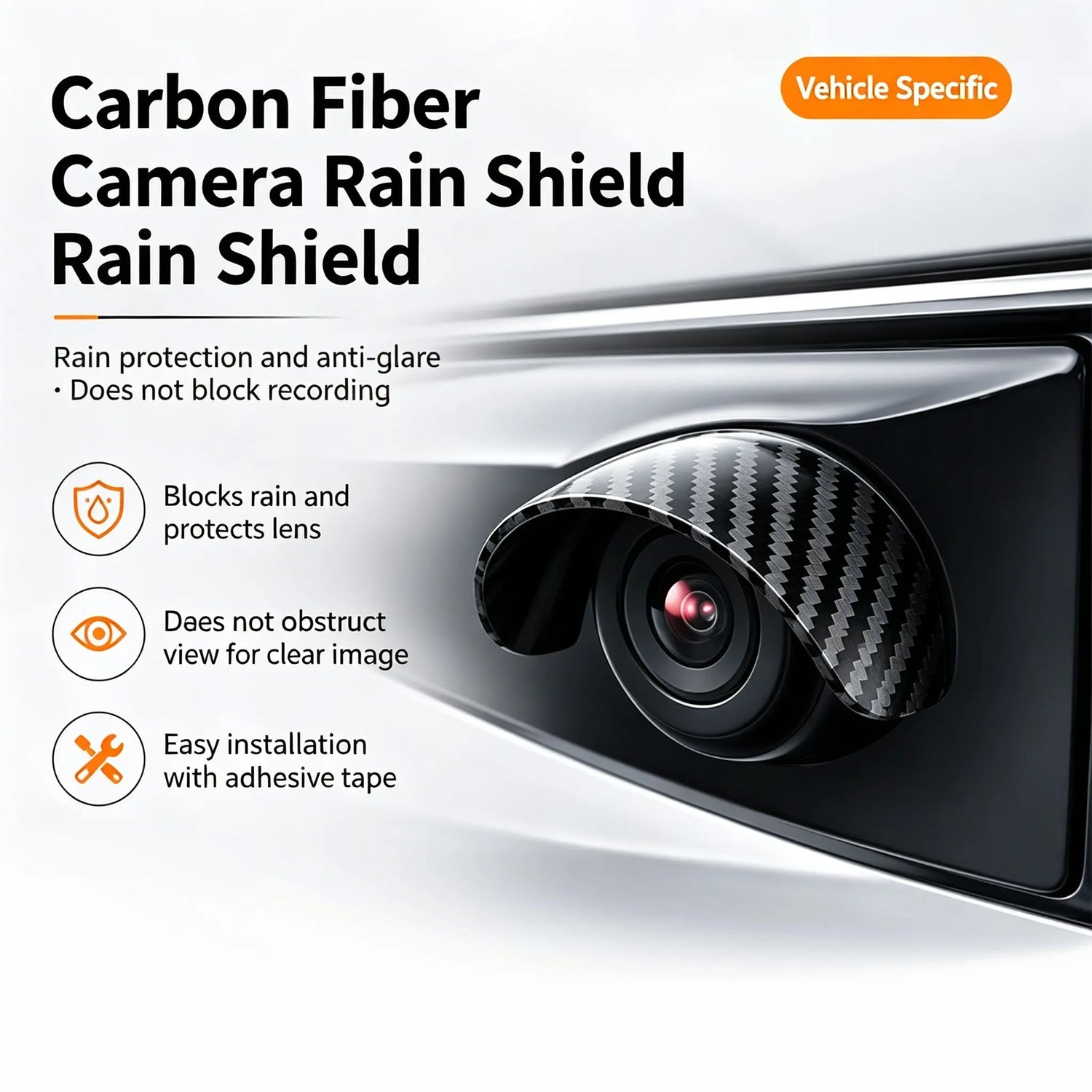 2PCS Car Reverse Camera Rain Cover, Anti‑Fog Waterproof Protection Hood, Carbon Fiber Texture🛡️ - image 2