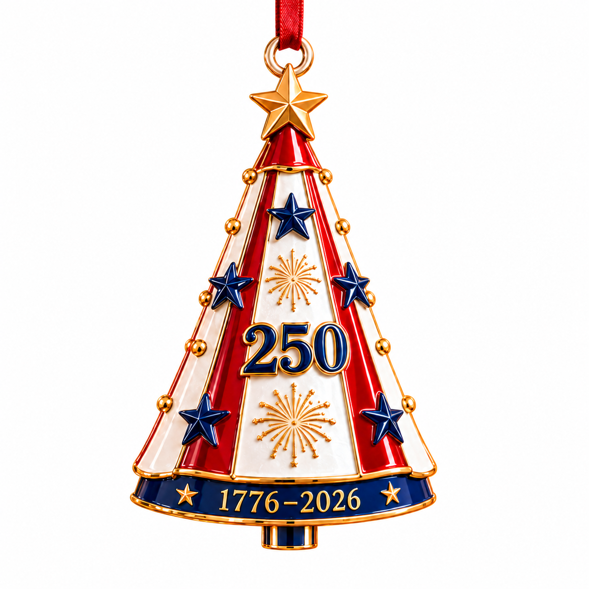 2026 Patriotic Christmas Tree Ornaments –  250th Anniversary Keepsake Collection, 1776–2026