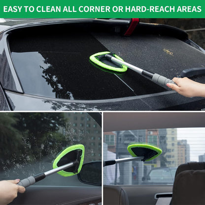 💥 💥 🔥 Windshield Cleaning Tool, Microfiber Car Window Cleaner with 4 Reusable and Washable Microfiber Pads and Extendable Handle - image 1