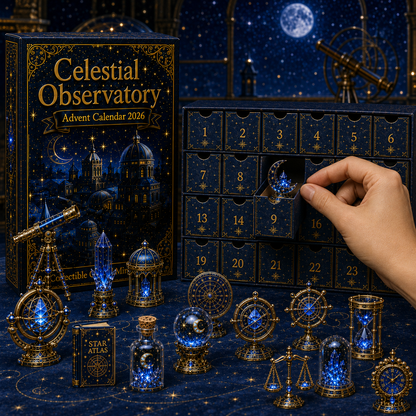 Celestial Observatory Advent Calendar 2026 – 24-Day Crystal Astronomy Miniature Collection | Moon, Stars & Cosmic Treasures