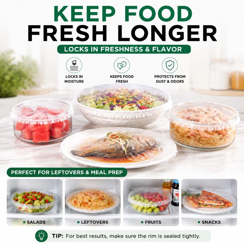 100PCS Disposable Stretch Food Covers for Bowls & Plates, Elastic Bowl Covers - image 7