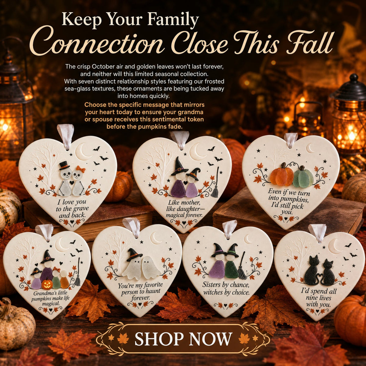 Fall family heart keepsake presented as a thoughtful seasonal gift