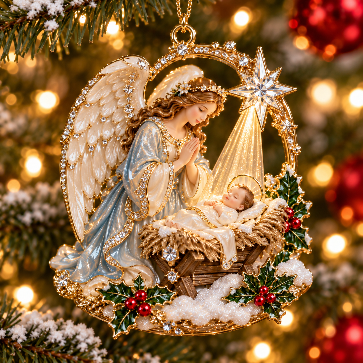four Heavenly Angel Christmas ornament designs