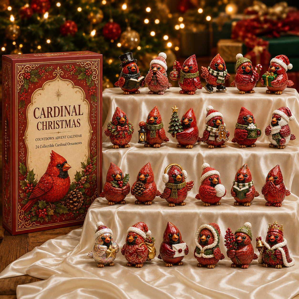 🔥Last 50 pcs✨⏰Last day 50% off🔥✨24-Day Advent Calendar - cardinal Christmas ornaments