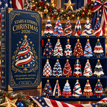 2026 Stars & Stripes Christmas Collection – 24 Unique Miniature Trees Celebrating 250 Years of Independence