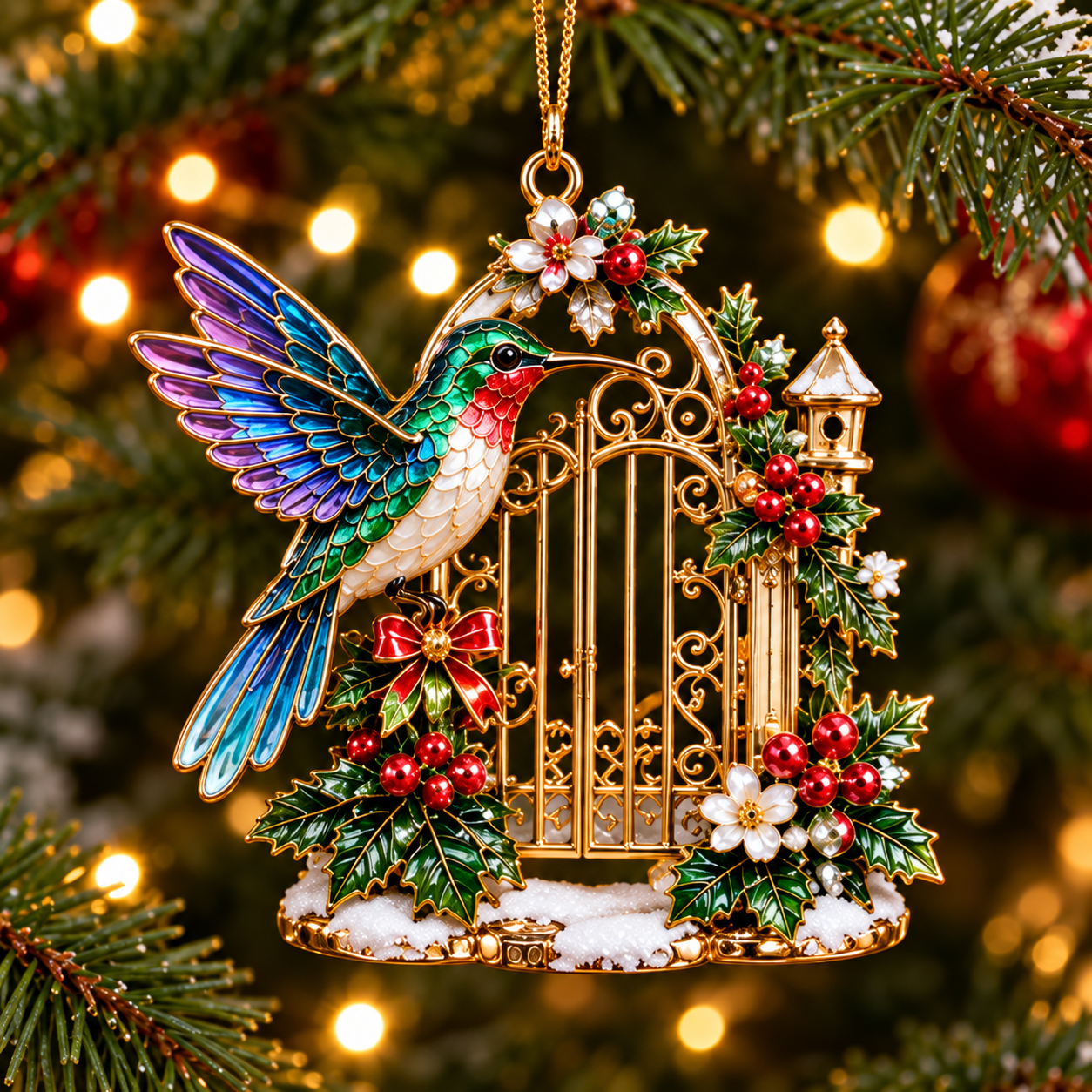 Hummingbird Christmas Ornament  –  Festive Bird Keepsake Collection, Elegant Holiday Gift for Mom, Grandma & Hummingbird Lovers