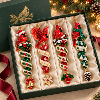 Cardinal Christmas Ribbon Ornament Collection