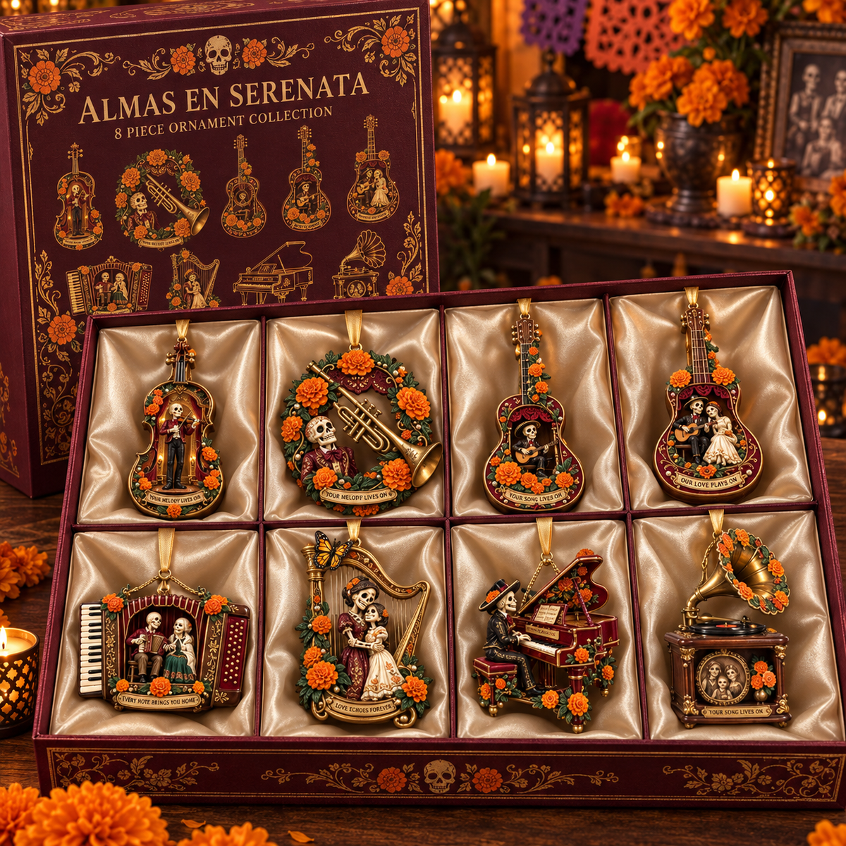 Día de Muertos Musical Ornaments –  Marigold & Melodies of Remembrance Keepsake Collection