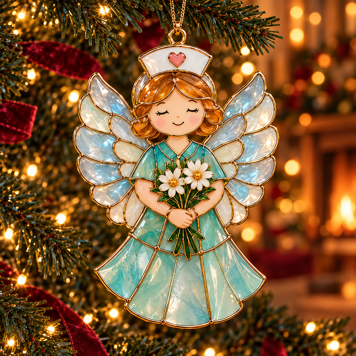 ✨ 2026 Nurse Appreciation Stained Glass Christmas Ornaments – Set of 6