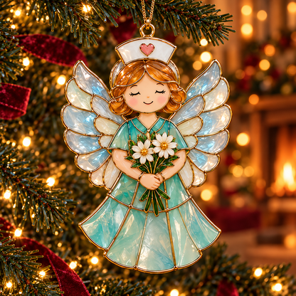 ✨ 2026 Nurse Appreciation Stained Glass Christmas Ornaments – Set of 6