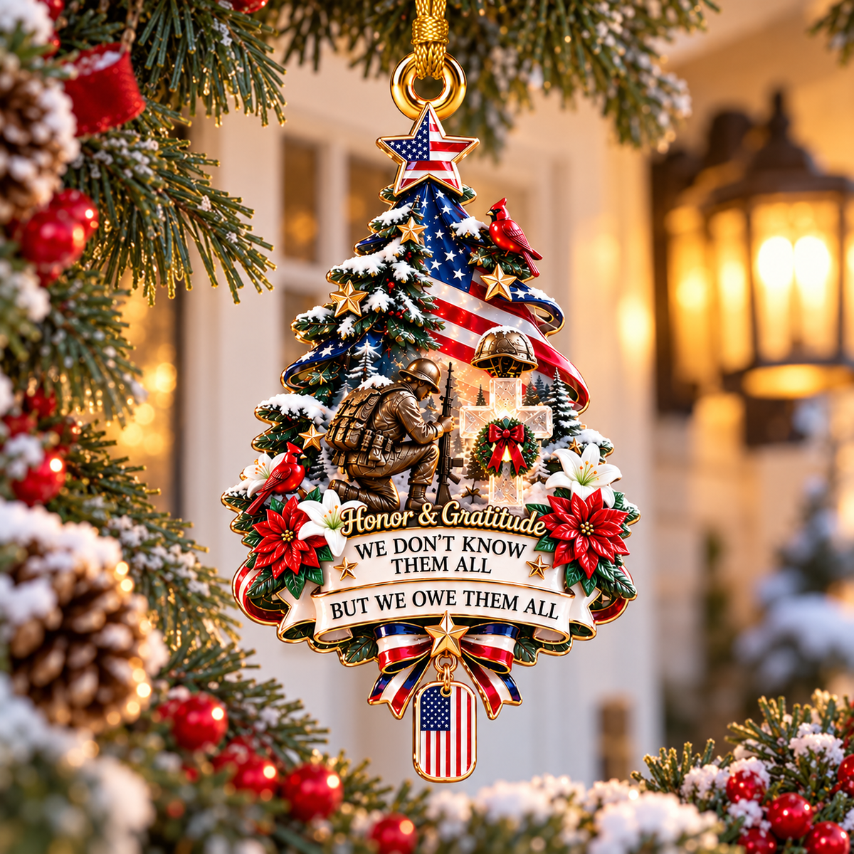 2026 Honor & Gratitude Christmas Tree Ornament – Military Tribute & Memorial Keepsake
