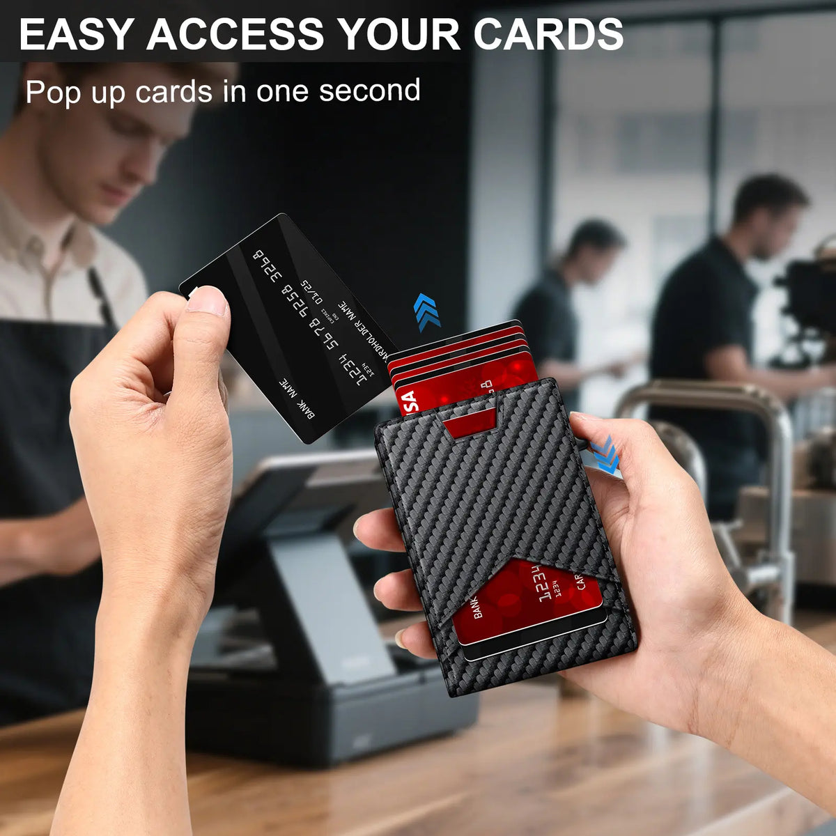 Men's RFID Minimalist Bifold Wallet - 1 ID Window, Pop-Up Card Holder, Money Clip💳 - image 10