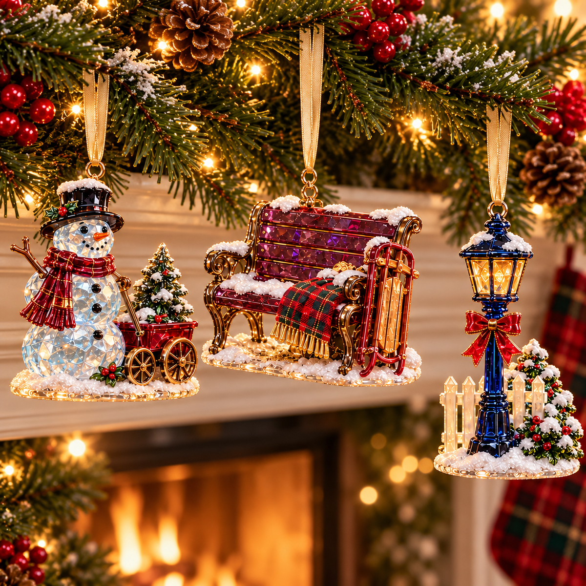 Home for Christmas – Vintage Winter Scene Ornaments in 6 Charming Designs