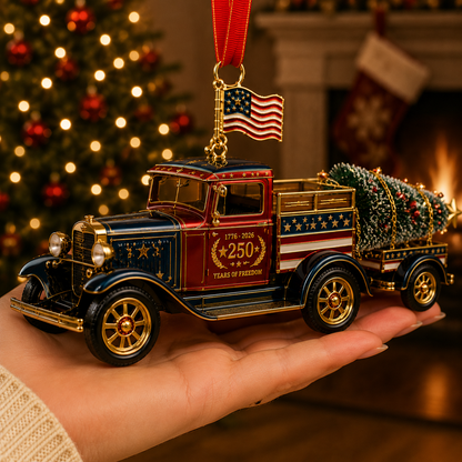 ✨Patriotic Christmas Truck Ornament