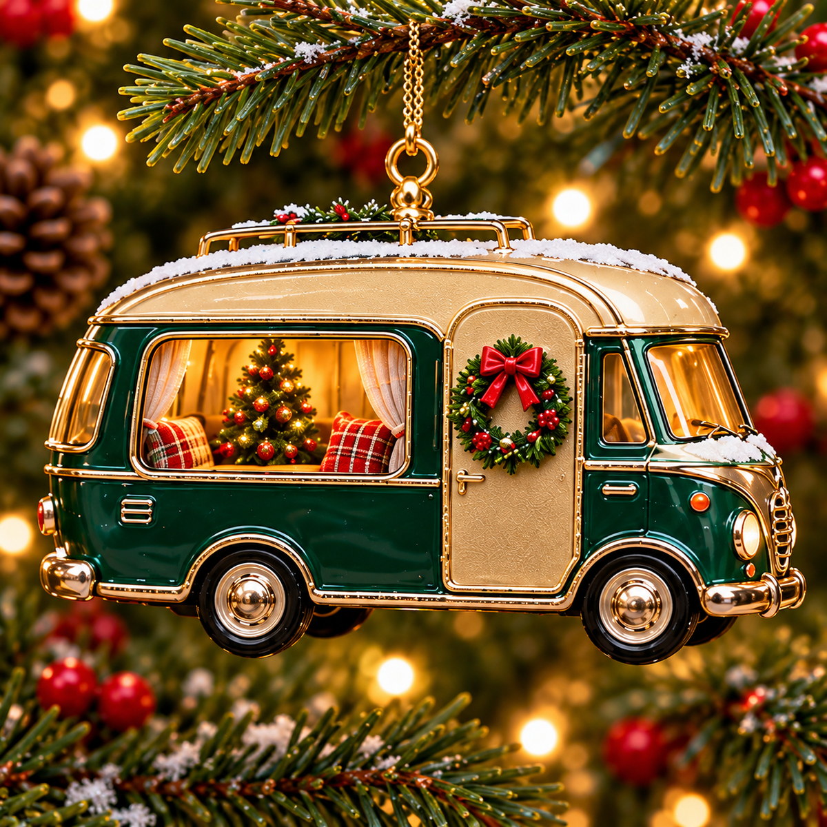 Vintage Christmas Camper Ornaments – 6-Piece Retro Holiday RV Collection | Cozy Christmas Tree Decorations & Heartwarming Keepsake Gifts