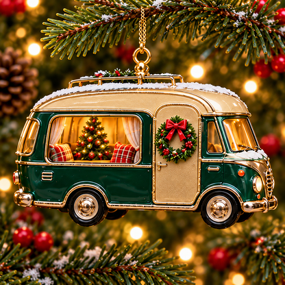 Vintage Christmas Camper Ornaments – 6-Piece Retro Holiday RV Collection | Cozy Christmas Tree Decorations & Heartwarming Keepsake Gifts