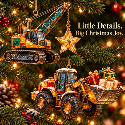 Christmas Construction Crew Ornaments – 6-Piece Heavy Equipment Holiday Gift Set