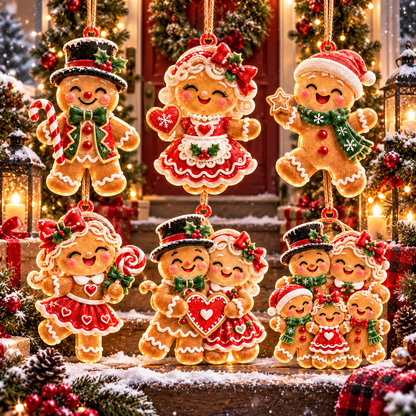6-Piece Gingerbread Christmas Ornament Collection – Adorable  Gingerbread Family, Couple & Holiday Characters | Festive Christmas Tree Hanging Decorations, Sweet Family Keepsake Gifts