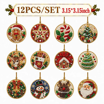 6Pcs/12Pcs Christmas DIY Diamond Painting Ornaments Kit, Xmas Tree Hanging Pendant🎄 - image 16
