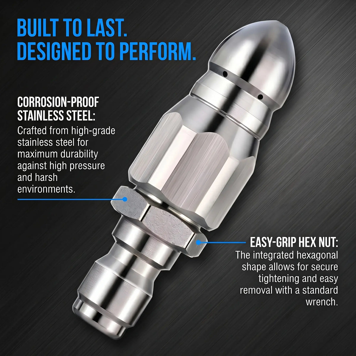 Washer Sewer Jetter Nozzle with Stainless Steel, Mini Compact Durable Sewer Jet Nozzle🚰 - image 5